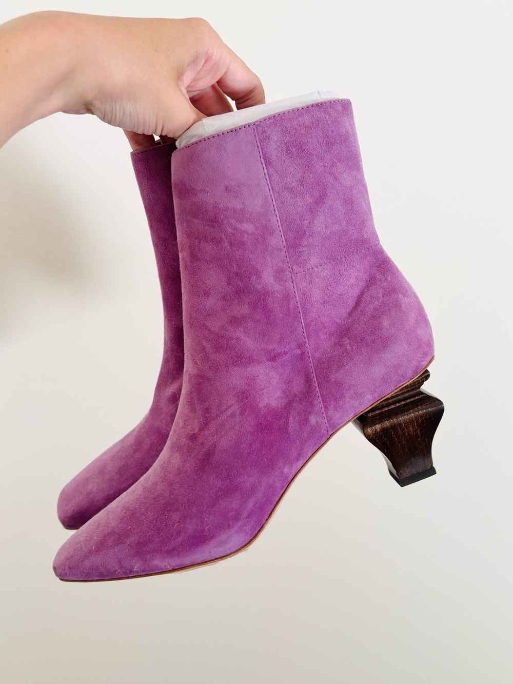 NWOB Charlotte Stone Stickley Suede Ankle Boots in Purple
